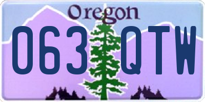 OR license plate 063QTW