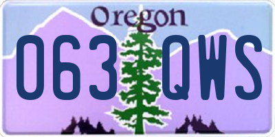 OR license plate 063QWS