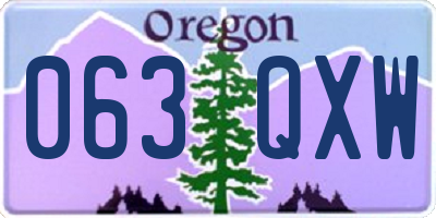 OR license plate 063QXW