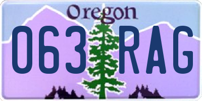 OR license plate 063RAG