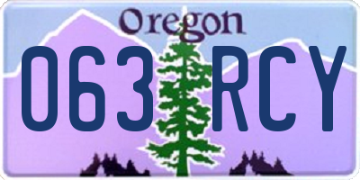 OR license plate 063RCY