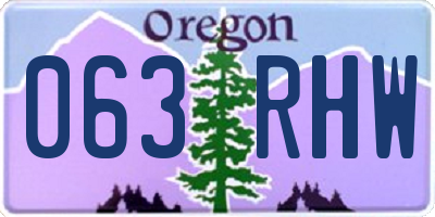 OR license plate 063RHW