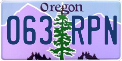OR license plate 063RPN