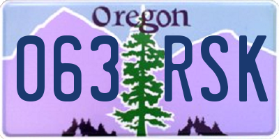 OR license plate 063RSK