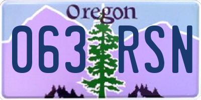OR license plate 063RSN