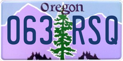 OR license plate 063RSQ