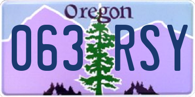 OR license plate 063RSY