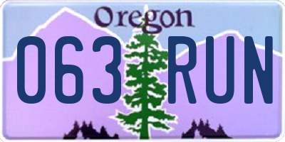 OR license plate 063RUN