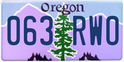 OR license plate 063RWO