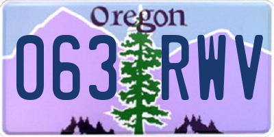 OR license plate 063RWV