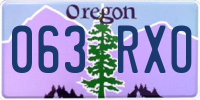 OR license plate 063RXO