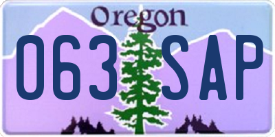 OR license plate 063SAP