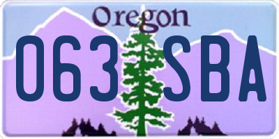 OR license plate 063SBA