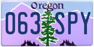 OR license plate 063SPY