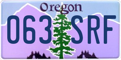 OR license plate 063SRF