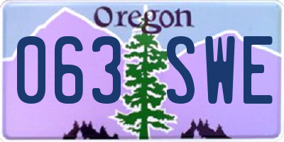 OR license plate 063SWE