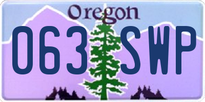 OR license plate 063SWP