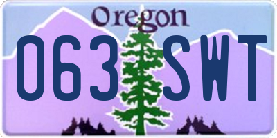 OR license plate 063SWT