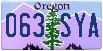 OR license plate 063SYA