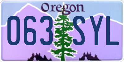 OR license plate 063SYL