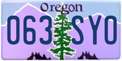 OR license plate 063SYO