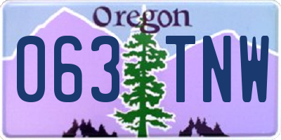 OR license plate 063TNW