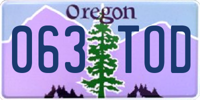 OR license plate 063TOD