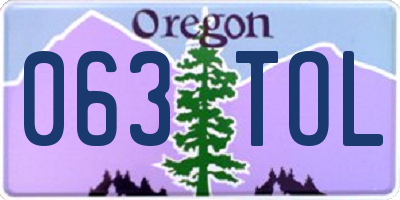 OR license plate 063TOL