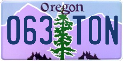 OR license plate 063TON
