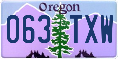 OR license plate 063TXW
