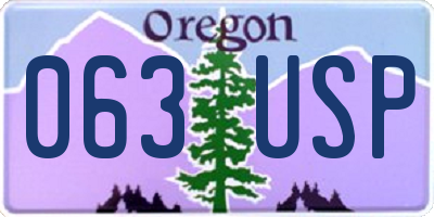 OR license plate 063USP