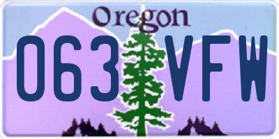 OR license plate 063VFW