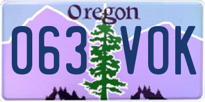 OR license plate 063VOK