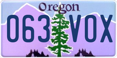 OR license plate 063VOX
