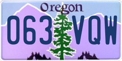 OR license plate 063VQW