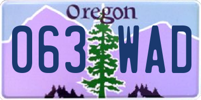 OR license plate 063WAD