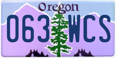 OR license plate 063WCS