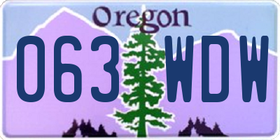OR license plate 063WDW