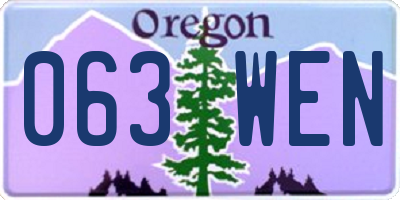OR license plate 063WEN