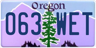 OR license plate 063WET
