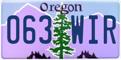 OR license plate 063WIR