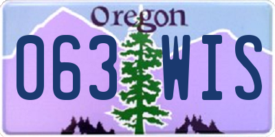 OR license plate 063WIS