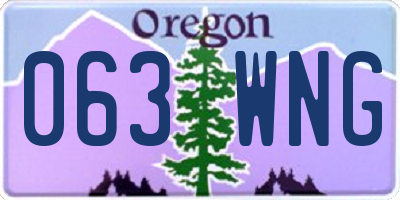 OR license plate 063WNG