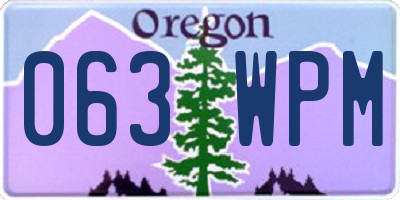 OR license plate 063WPM