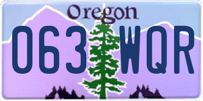 OR license plate 063WQR
