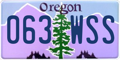 OR license plate 063WSS