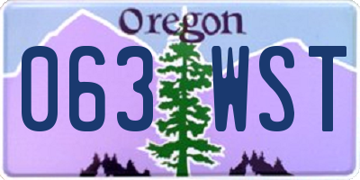 OR license plate 063WST