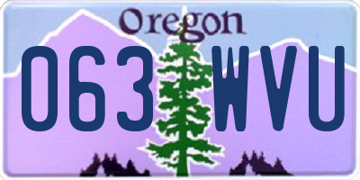 OR license plate 063WVU