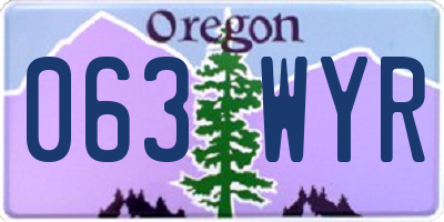 OR license plate 063WYR