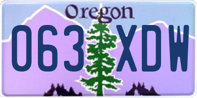 OR license plate 063XDW